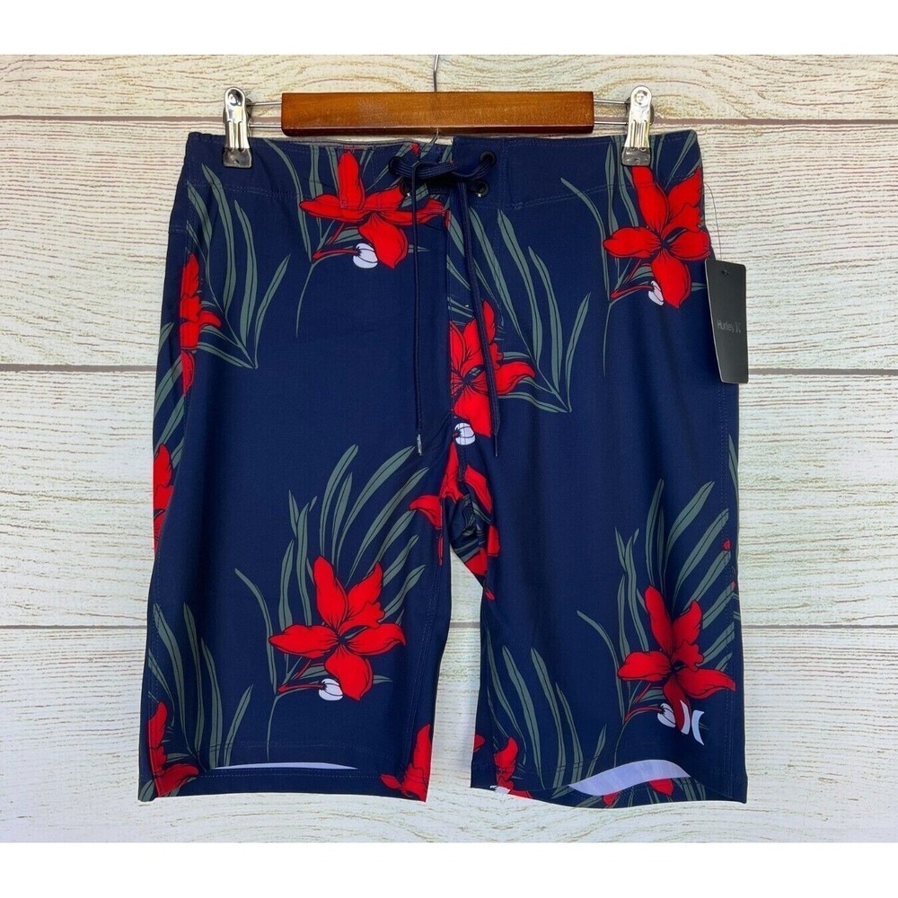 Hurley Stretch Board Shorts Mens Size 28 BL‎ Wild Flower 20" Out Seam Shorts New